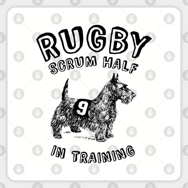 Kids Rugby Scrum Half Terrier Sticker by atomguy